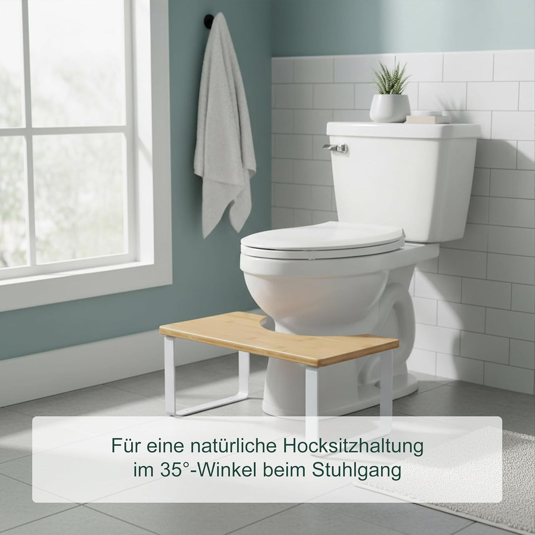 Relaxdays Toilettenhocker, Stuhlgang Unterstützung, WC Hocker Erwachsene, Bambus, HxBxT: 18 x 44,5 x