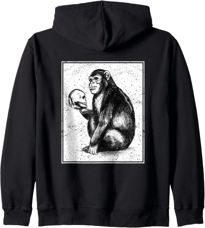 Affe mit Schädel Motiv für Damen & Herren Kapuzenjacke