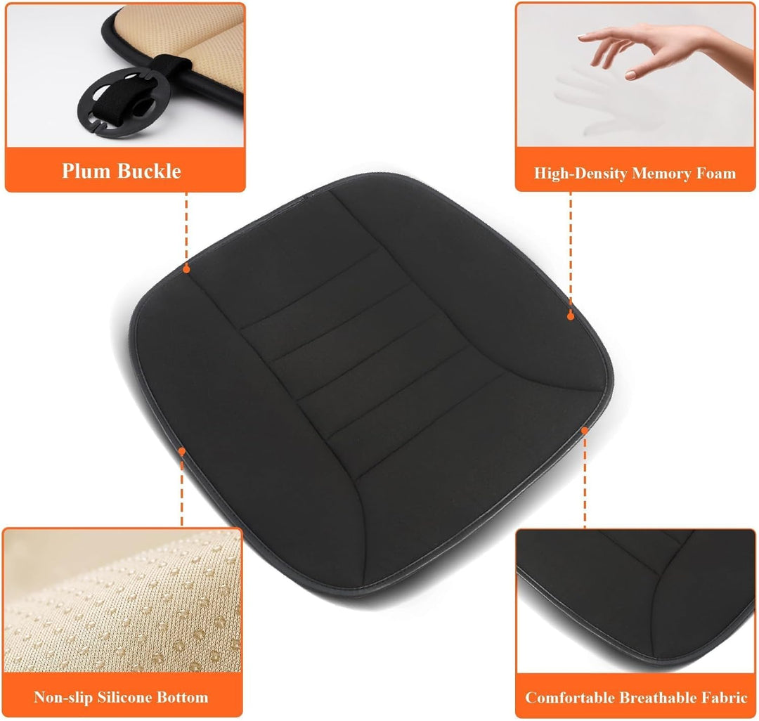 kingphenix Auto Sitzkissen mit 3,0 cm Komfort Memory Foam Sitzkissen für Auto und Bürostuhl - Schwar
