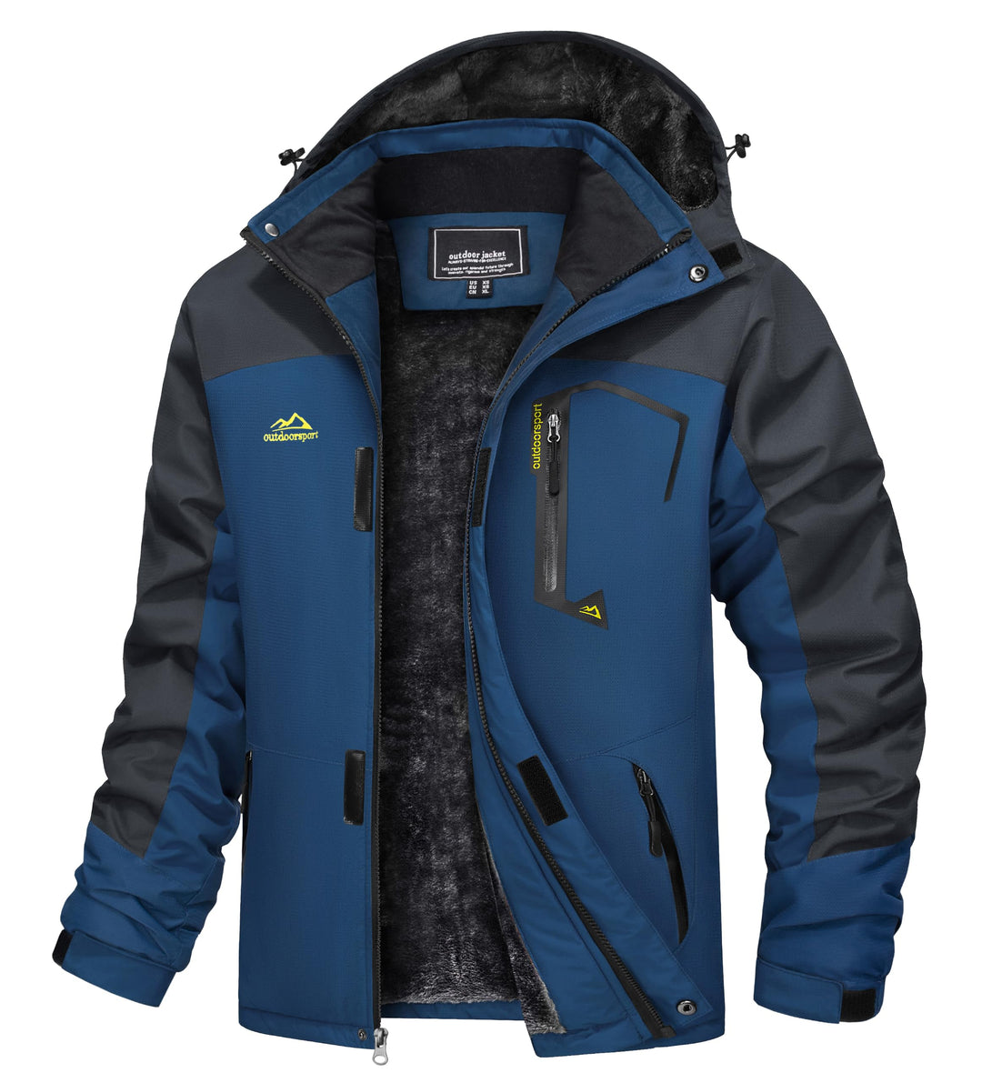 TACVASEN Herren Winter Wasserdichte Winddichte Winterjacke Warme Fleece-Futter Ski Regenmantel mit K