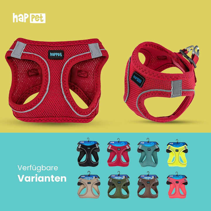 Happet Hundegeschirr M für kleine & mittelgrosse Hunde – atmungsaktives Air-Mesh Brustgeschirr, gepo