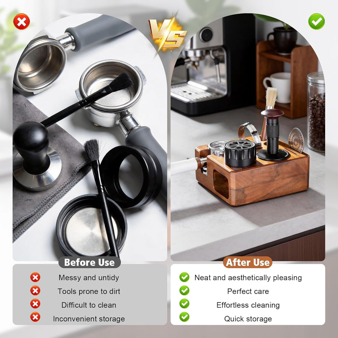 Tamperstation 58mm,Espresso-Tamperhalter,Tamperstation Holz für Siebträger,Für Siebträger, Kaffeebür