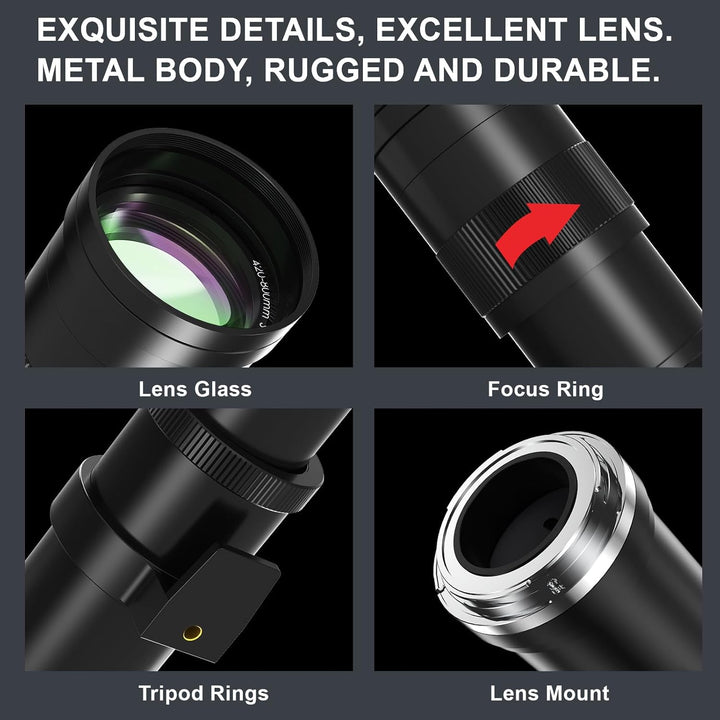 lightdow 420–800mmF8.3 Teleobjektiv für Nikon, F Objektiv Manuelles (MF) Telezoomobjektiv für Nikon