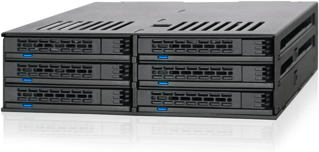 ICY DOCK 6X 2,5" SATA/SAS HDD/SSD Wechselrahmen mit schraubenlosen Trays in 5,25" Schacht - ExpressC