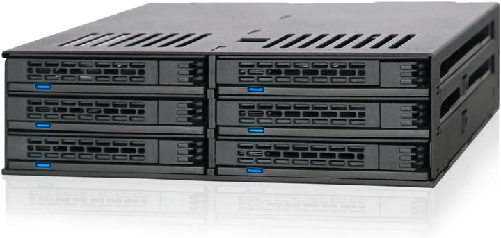 ICY DOCK 6X 2,5" SATA/SAS HDD/SSD Wechselrahmen mit schraubenlosen Trays in 5,25" Schacht - ExpressC