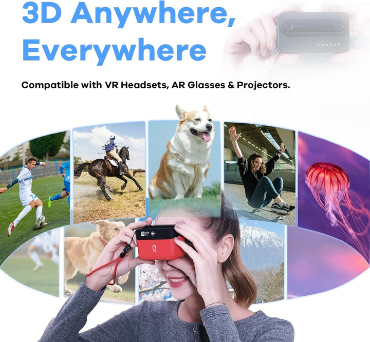 KanDao 3D-Kamera, 3D Sofortbild-Digitalkamera, 180 Grad stereoskopische Kamera, 3D-Videokamera für V