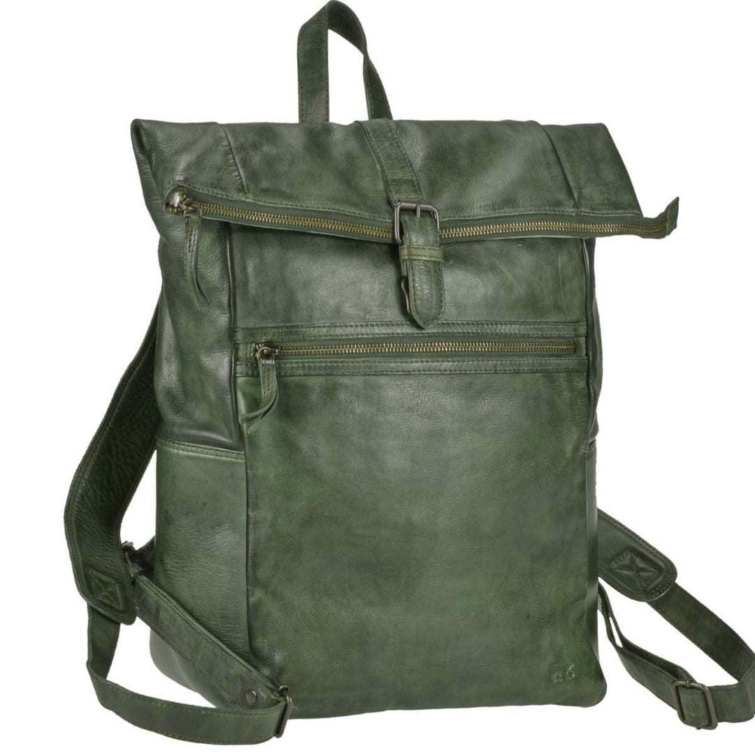 Bear-Design Rucksack Leder Damen Herren Rolltop Daypack Kurierrucksack Tagesrucksack Trekkingrucksac
