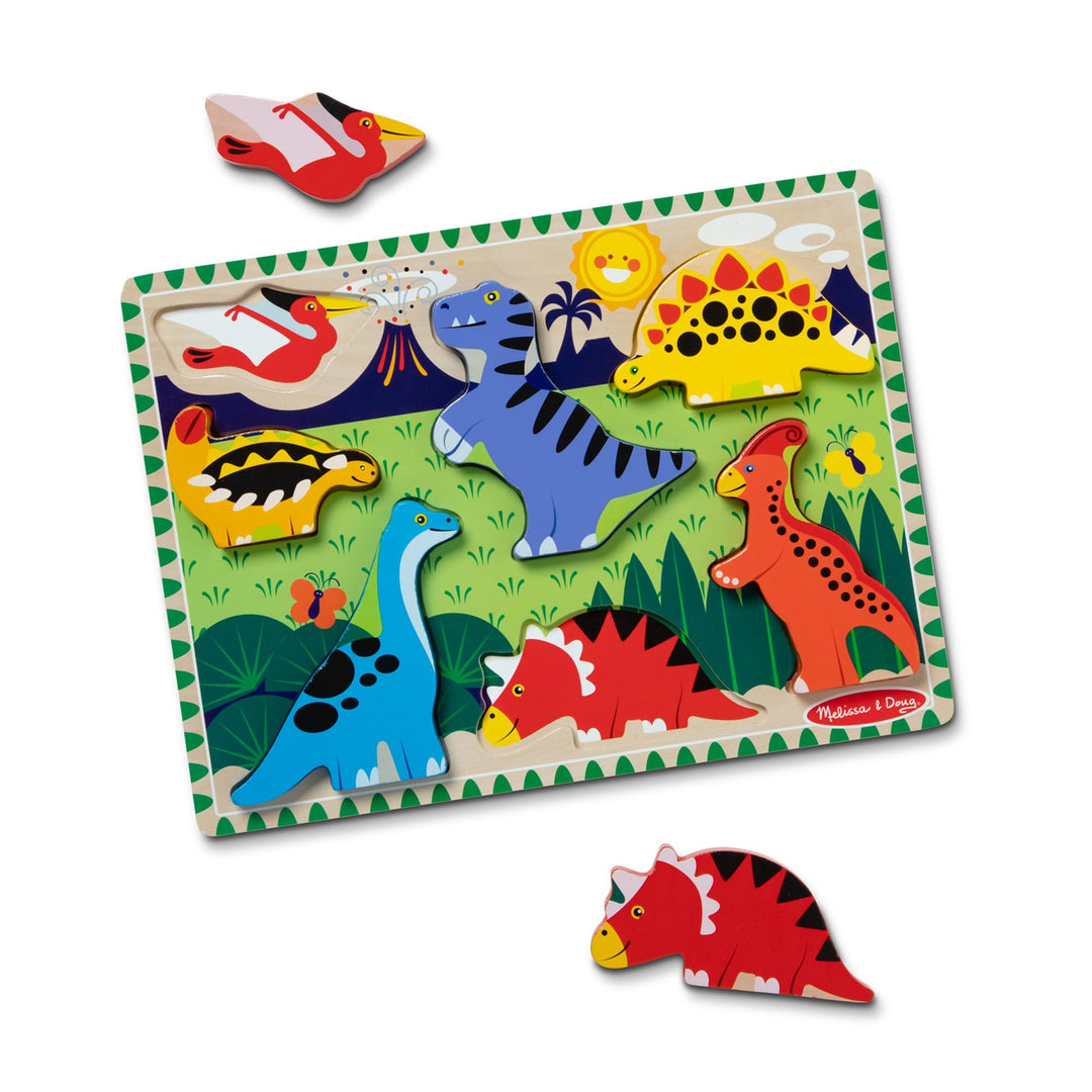 Melissa & Doug 13747 Dinosaurs Chunky Puzzle Puzzles Wooden Toy 3+ Gift for Boy or Girl, 2.54 cm*30.