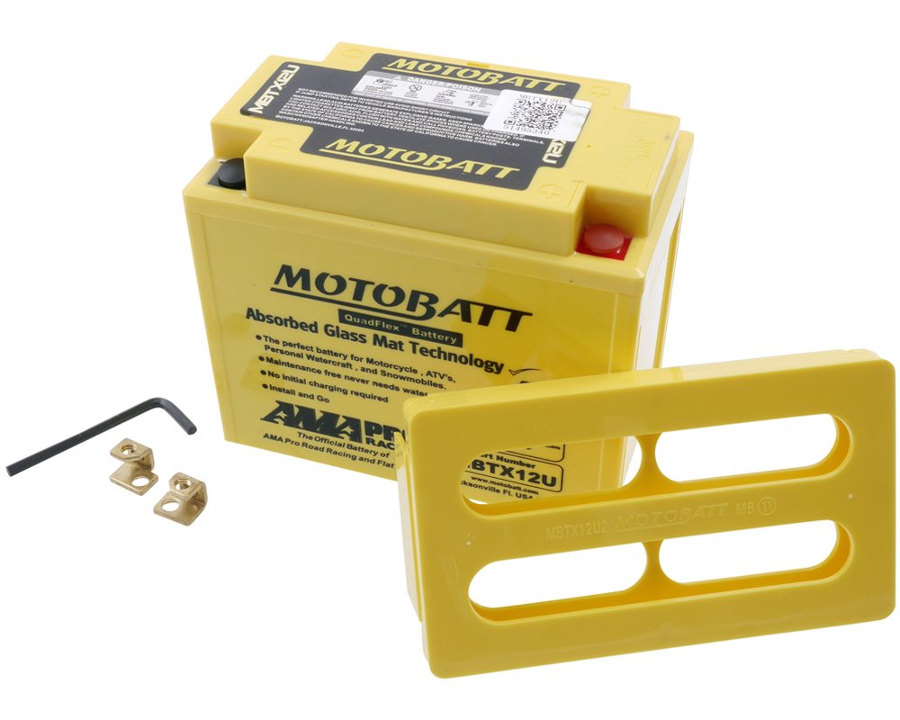 MOTOBATT Batterie 12 V 14 Ah (MBTX12U) [wartungsfrei &amp; versiegelt] kompatibel für Suzuki AN 650 Burg