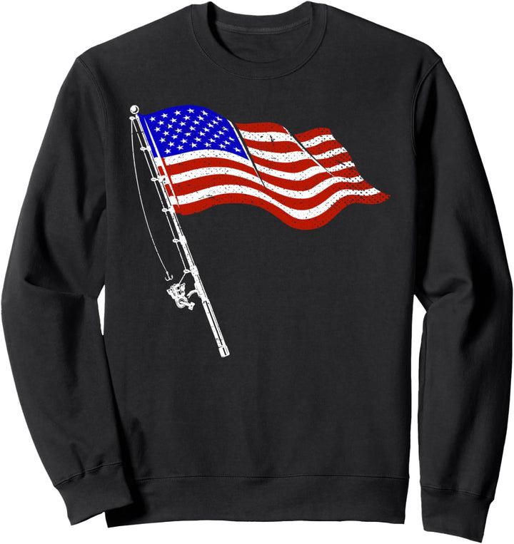 Angelrute Amerika Flagge Hobby Angler Fischer Angeln Sweatshirt