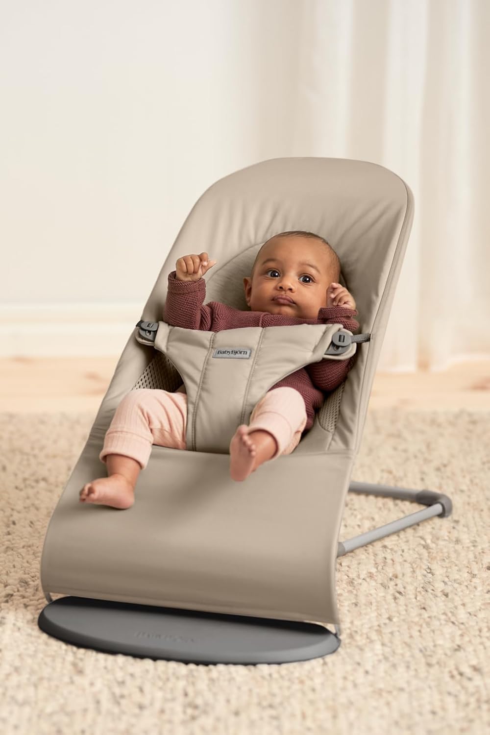 BabyBjörn Babywippe Balance Soft, Gewebt/Jersey, Tri-Fabric, Sandgrau