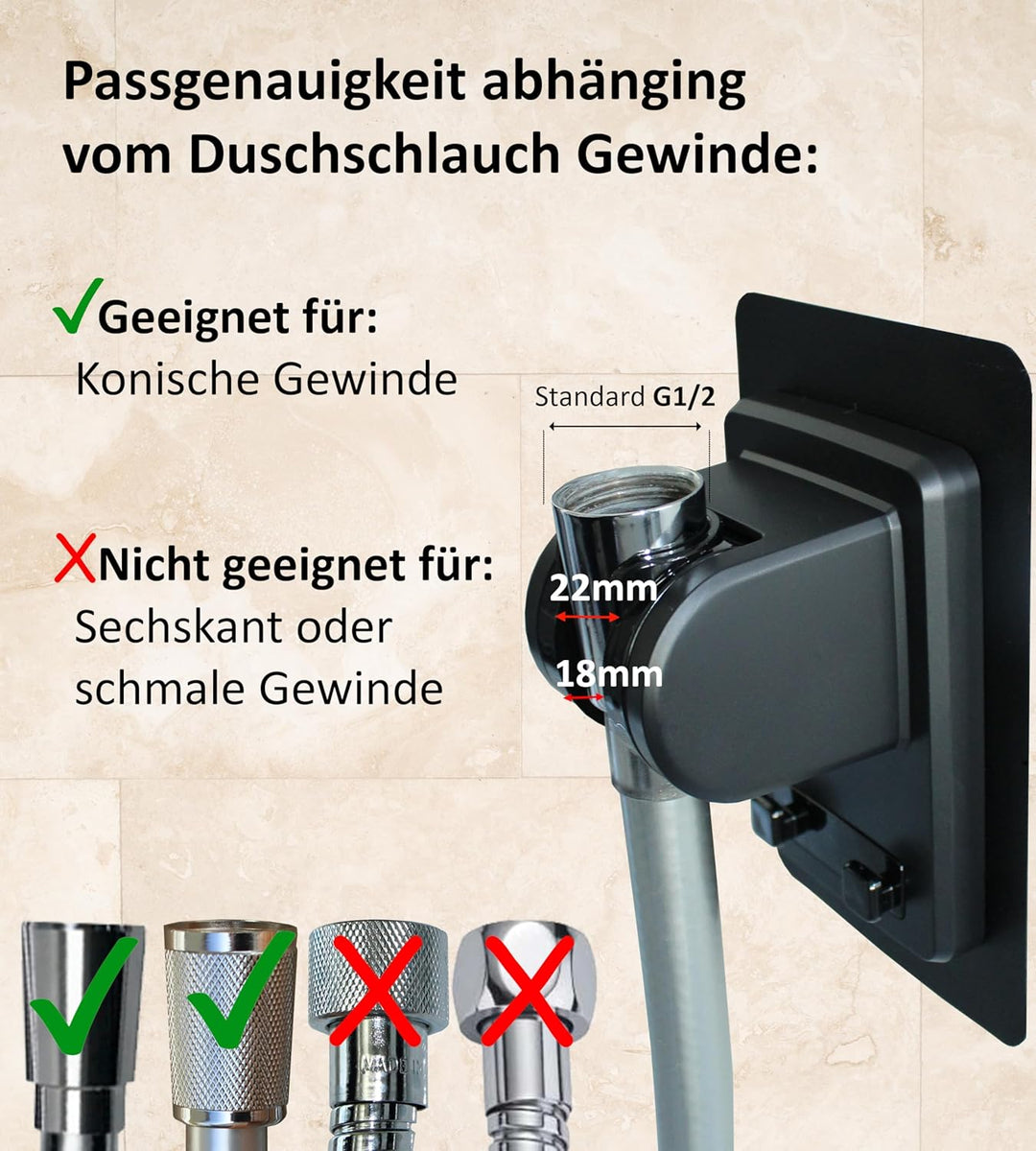 BLUMBACH® Duschkopfhalterung ohne Bohren - DAS ORIGINAL - Duschhalterung kleben statt Bohren - Neigu
