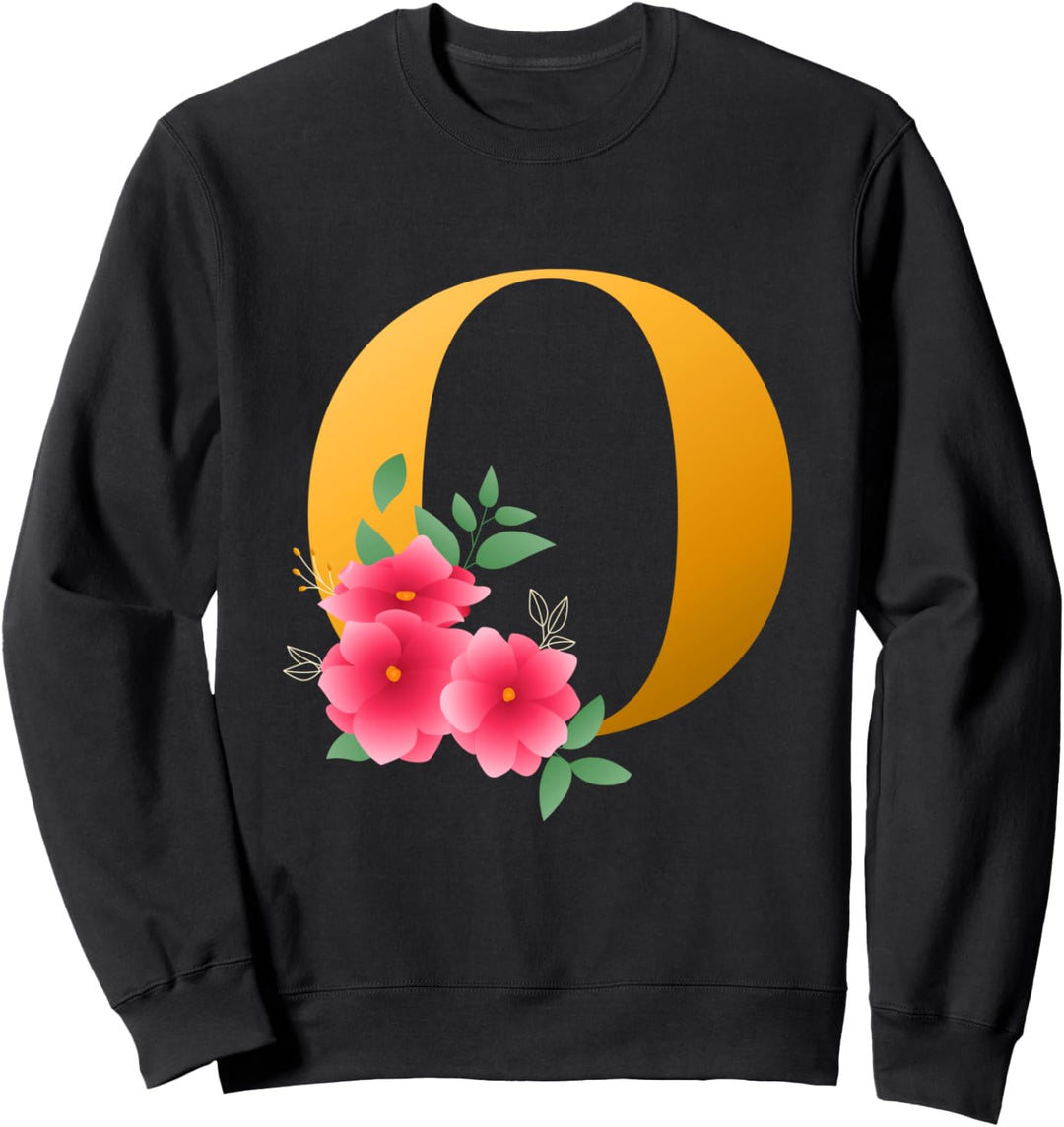 Floral O Alphabet Cute Initial Monogram Letter O Graphic Sweatshirt