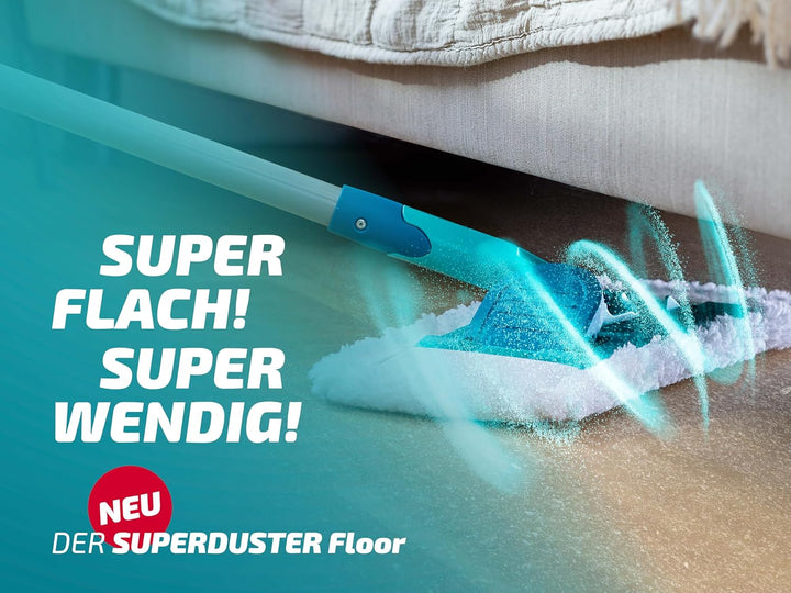 Leifheit SUPERDUSTER Floor, waschbarer Staubwischer Boden mit Rundum-Staubbezug für Hartböden und Fu