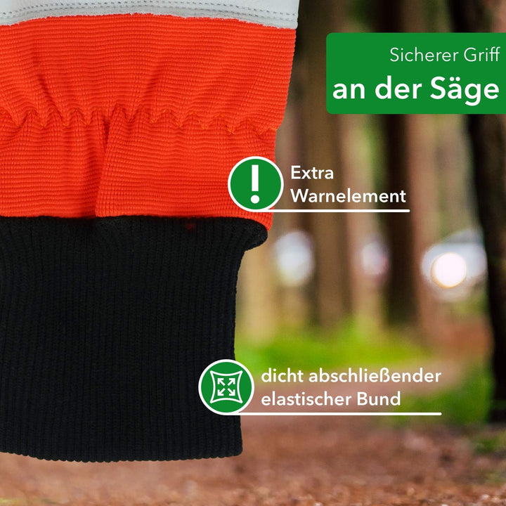 SWS Forst GmbH Schnittschutzhandschuh aus Leder Forsthandschuh Lederhandschuh Klasse 1 20 m/s weiss/