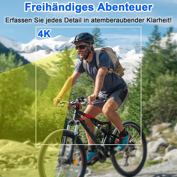 TANGMI Brille Kamera 4K, Action Cam für Motorrad Outdoor, Polarisiert 32GB | Videobrille, Sportkamer