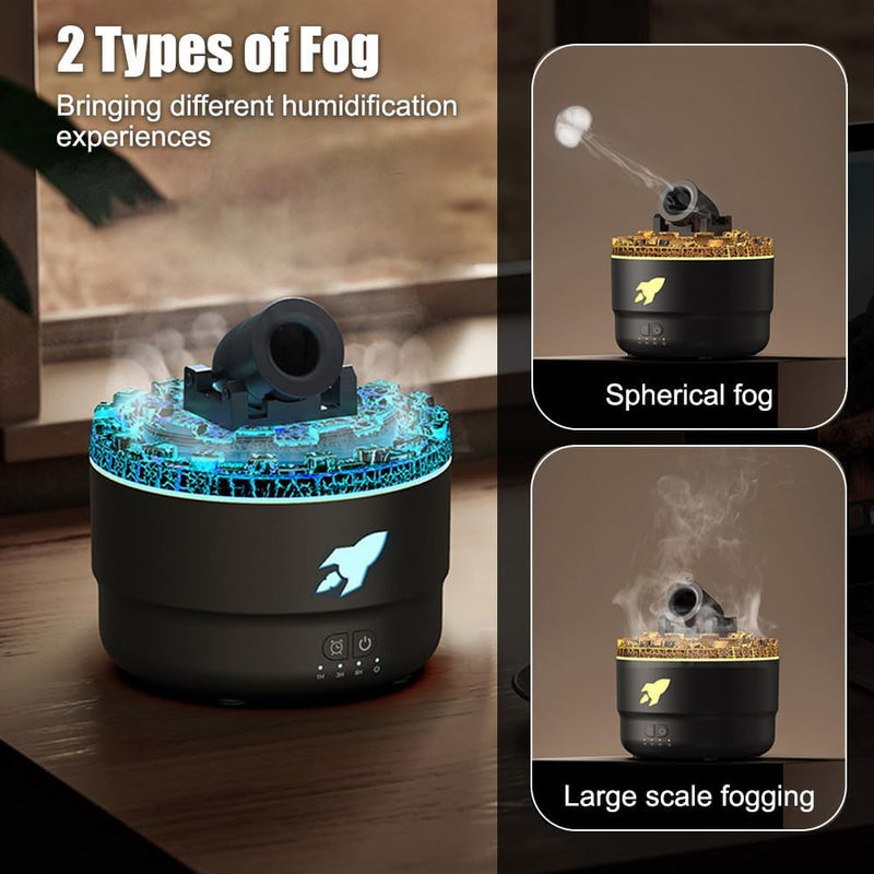 Aroma Luftbefeuchter mit LED Kanonen, Simulation Eines Vulkannebels, Persönlicher Kleine Luftbefeuch