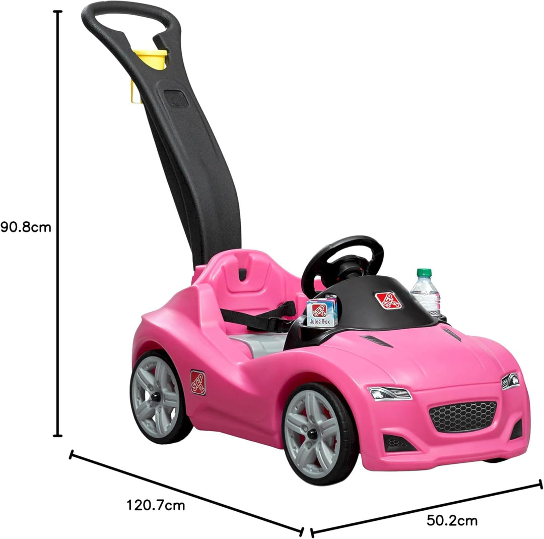Step2 Whisper Ride Kinderauto/Rutscher in Rosa | Spielzeug Auto mit Schiebestange | Kinderfahrzeug/R