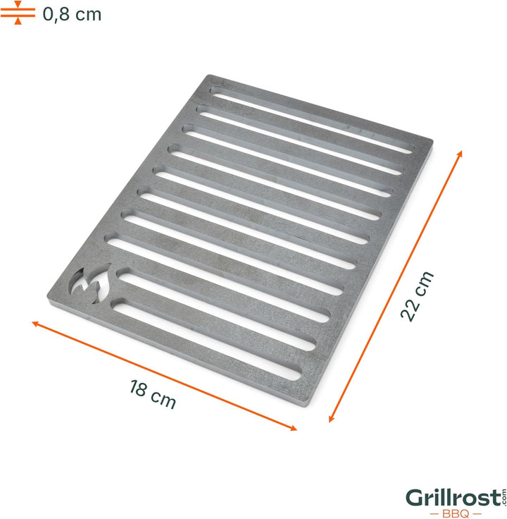 Grillrost.com Das Original Ofenrost 18x22cm aus massivem Stahl - Kein Guss dadurch Keine Bruchgefahr