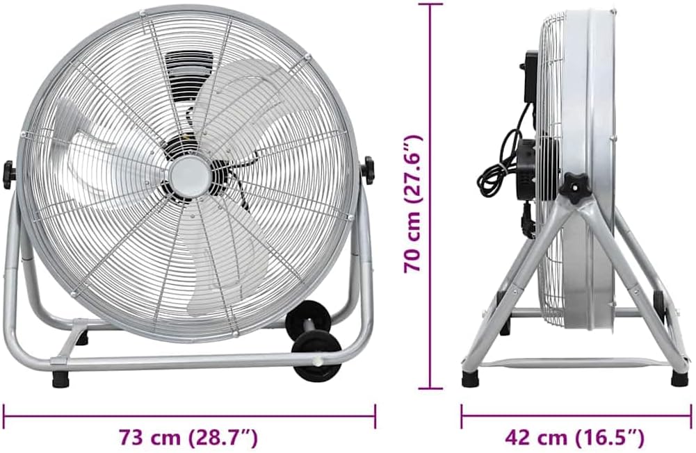 vidaXL Trommelventilator Mit Rad Silber 73 x 42 x 70 cm Aluminium, Industrieller, leistungsstarker S