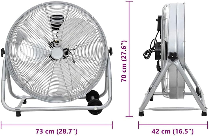 vidaXL Trommelventilator Mit Rad Silber 73 x 42 x 70 cm Aluminium, Industrieller, leistungsstarker S