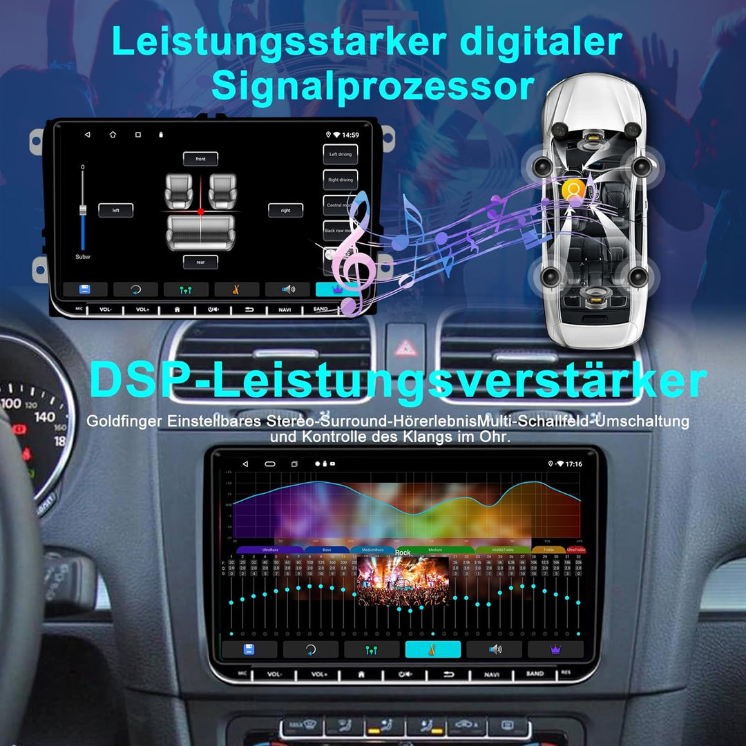 Kovanda Android Autoradio für VW Golf 5 6 Touran Tiguan Skoda Caddy Amarok, 9 Zoll Touchscreen Doppe