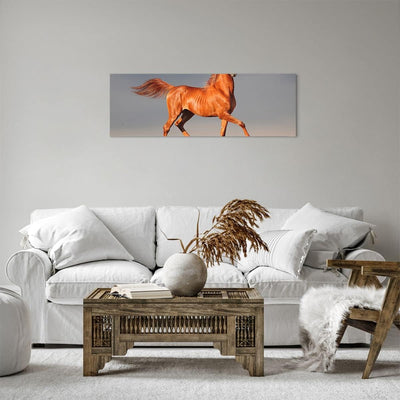 ARTTOR Bilder auf Leinwand Tiere Pferd Galopp Geschwindigkeit Leinwandbild 90x30cm Wandbilder Dekora