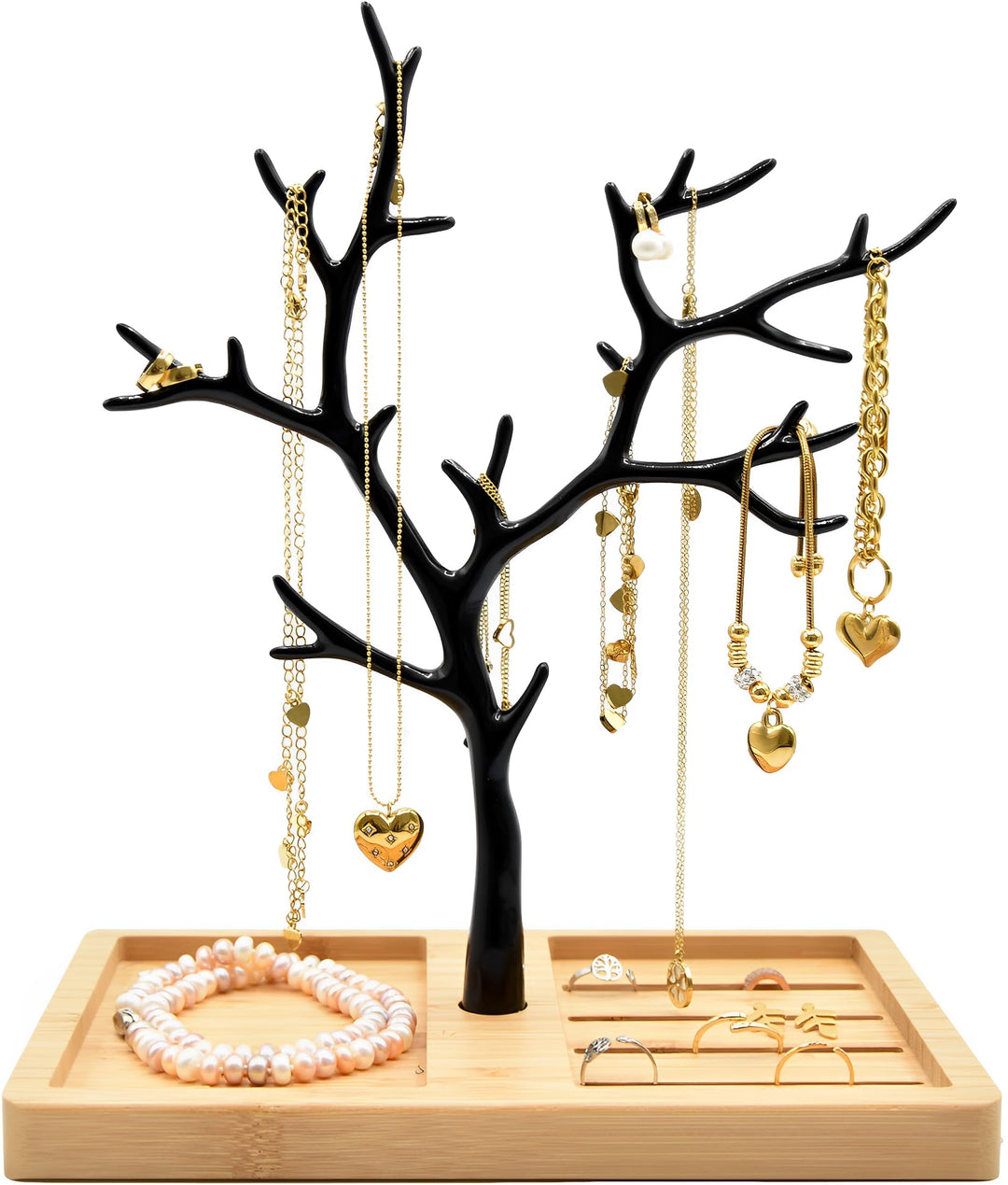 Schmuckbaum Weiss Gold, Schmuckhalter Weiss, Schmuckständer Schwarz, Schmuckaufbewahrung Rose Gold W