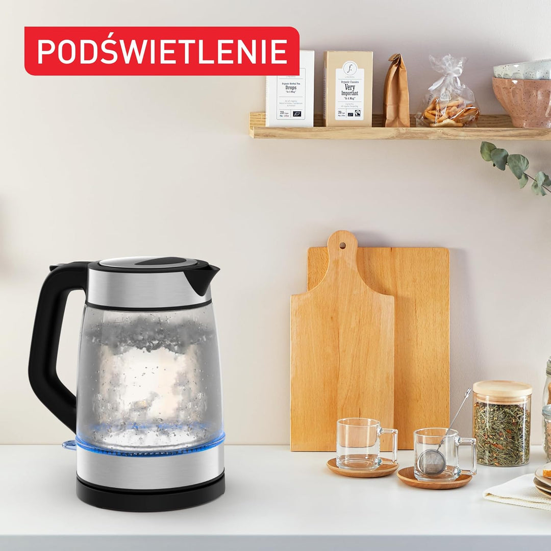 Tefal KI6058 Glas Wasserkocher Wasserkocher Messstreifen 1,7 Liter Fassungsvermögen Leicht zu reinig