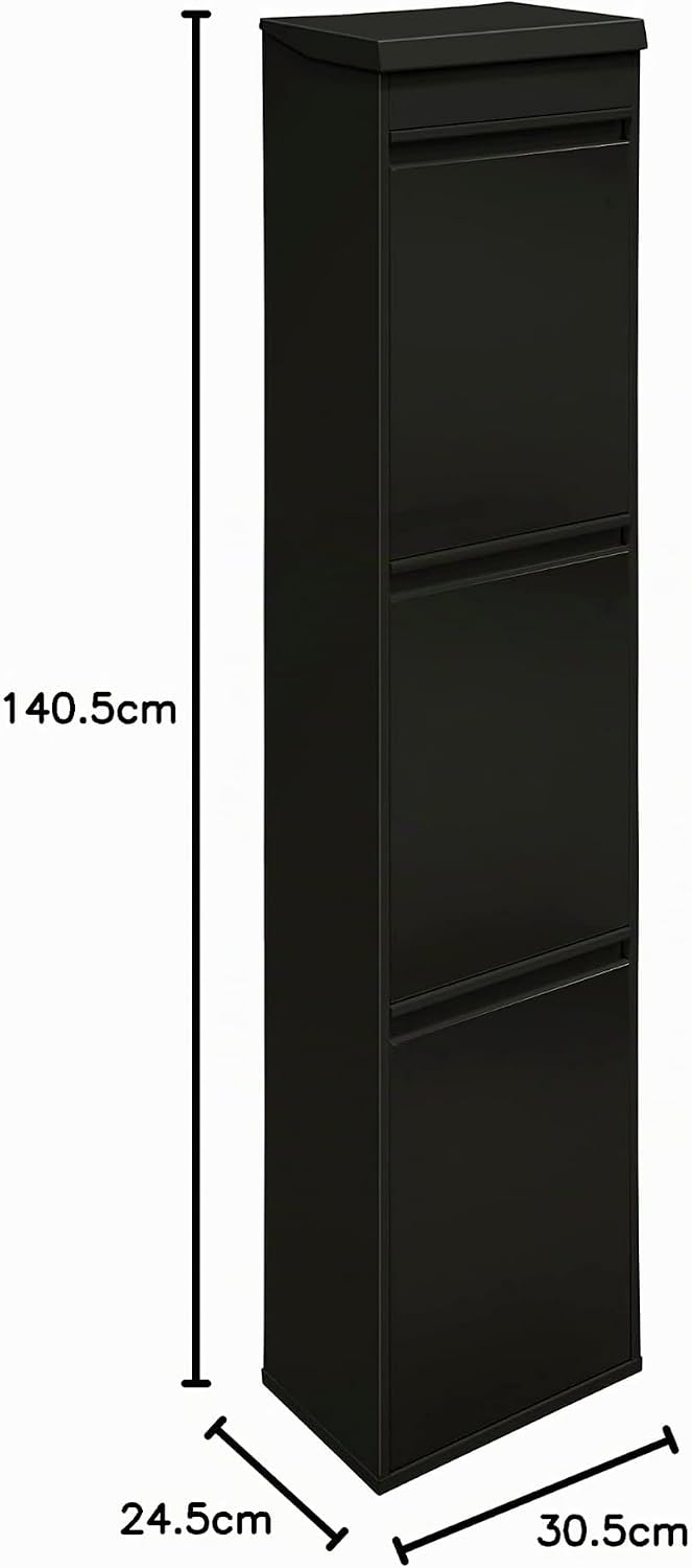 ARREGUI Top CR326-B Mülltrennsystem aus Stahl mit Aufbewahrungsbox mit Deckel | 3 Fächer Mülleimer f