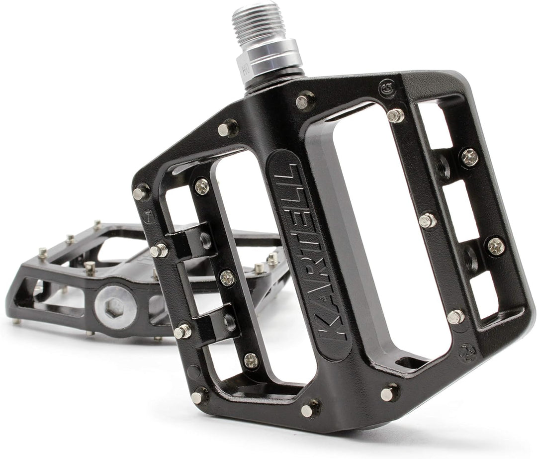 Kartell ® Plattform Mountainbike Pedale aus Aluminium, 9/16“ gehärtete Cro-Mo Achse, industriegelage