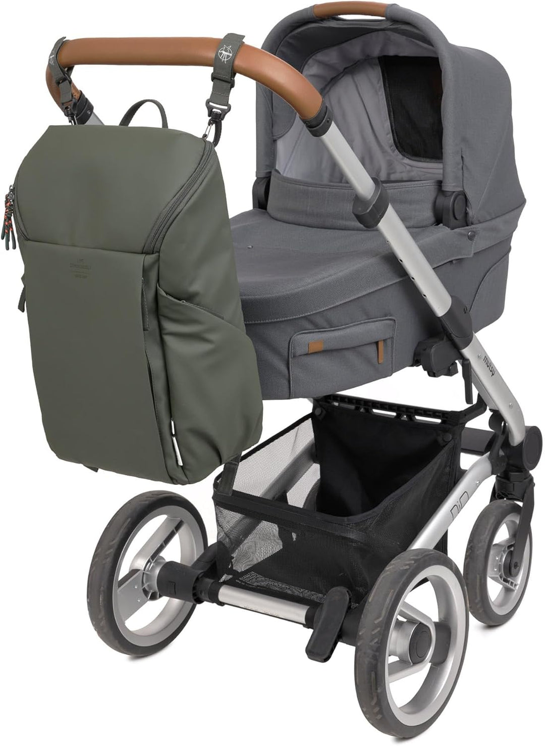 LÄSSIG Baby Wickelrucksack mit Wickelunterlage, Kinderwagenbefestigung und Flaschenhalter/GRE Slende