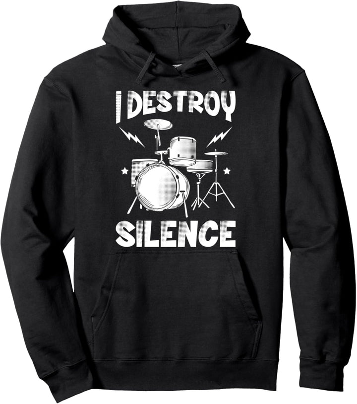 I Destroy Silence Drummer Drum Band Geschenk Schlagzeug Pullover Hoodie