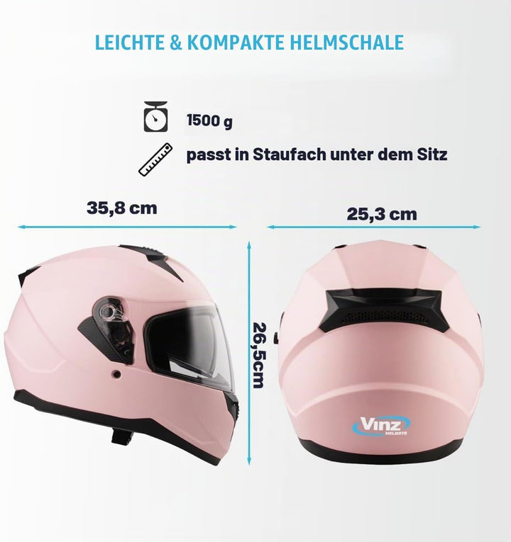 VINZ Kennet Integralhelm mit Sonnenblende | Motorrad Helm Vollvisierhelm Mopedhelm | Motorradhelm Fu