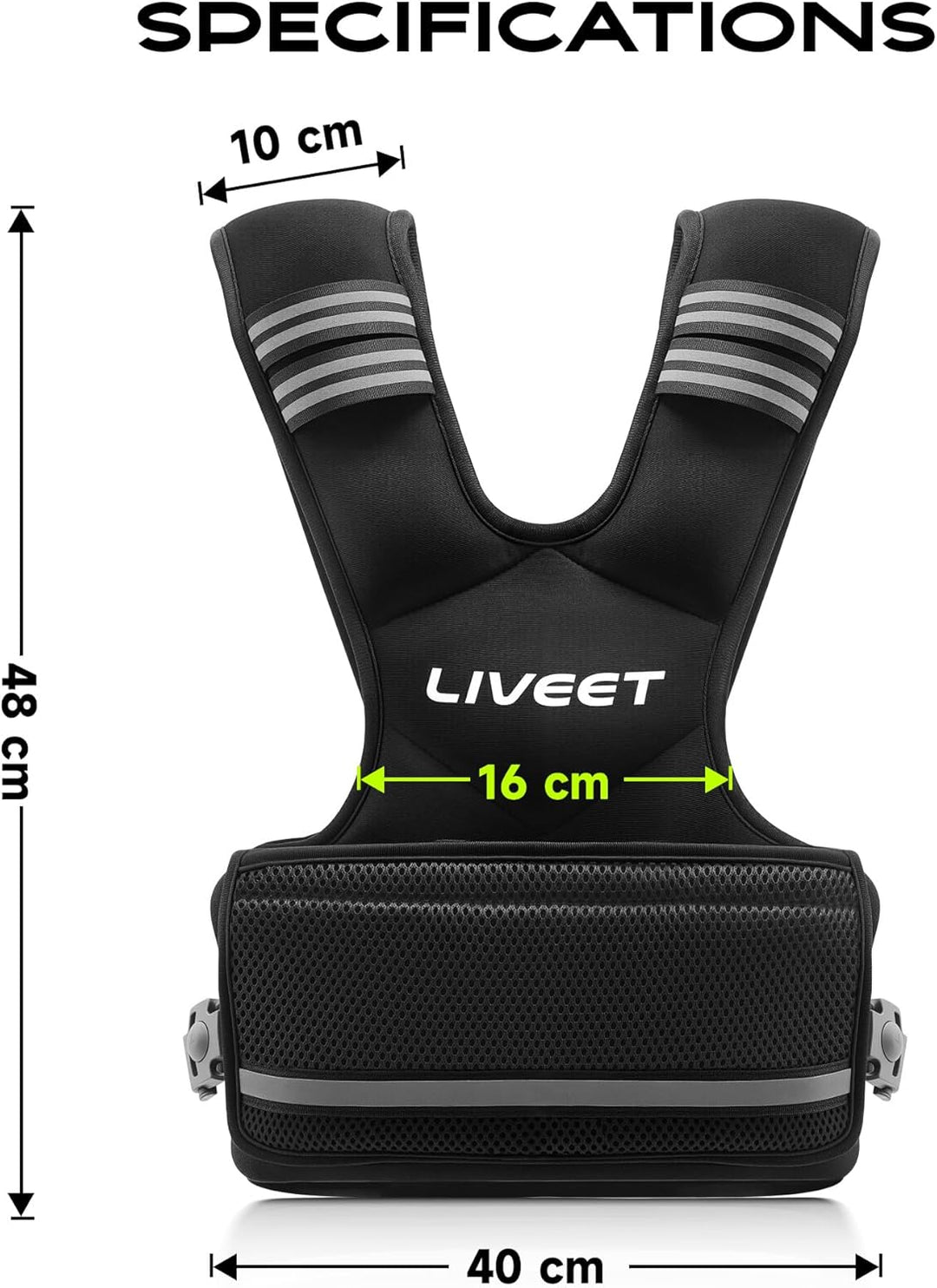 Verstellbare Gewichtsweste für Damen und Herren, 1,8-14,5 kg Gewichtsweste mit 6 Eisensandbeuteln, L