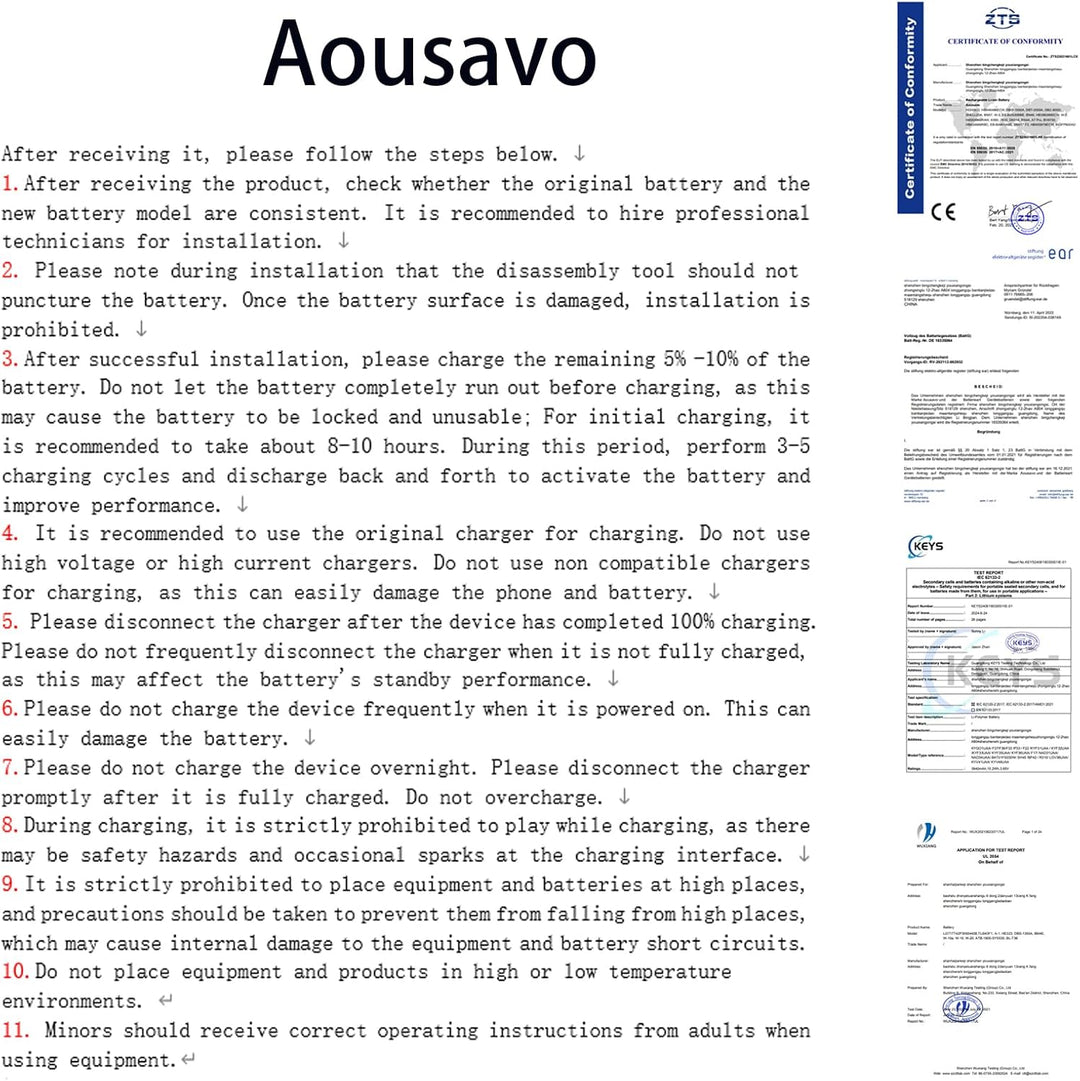 Aousavo EB-BS901ABY ersatz akku Kompatibel mit Galaxy S22 (S901B)