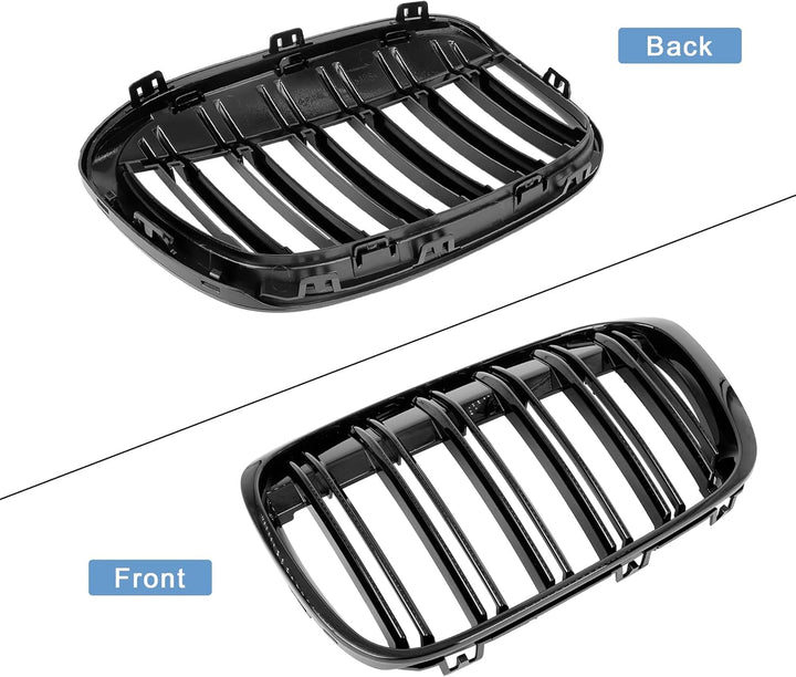 Gangying Kühlergrill Passend für BMW X1 F48 F49 2016 2017 2018 2019 Schwarz Glanz Kühler Front Doppe