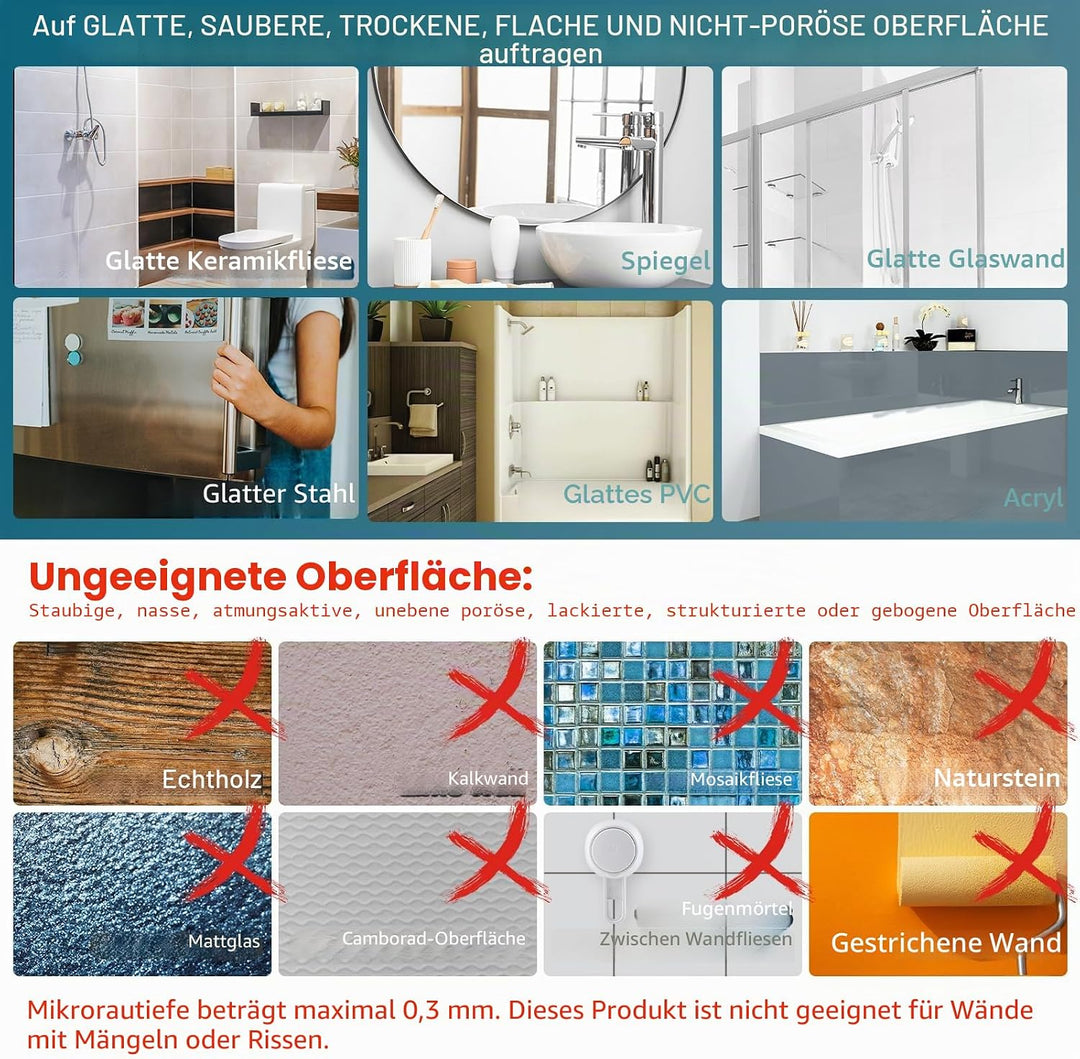TAILI Dusch-Caddy, Saugnapf, 2 Stück, mit Haken und Seifenhalter, robuster Dusch-Organizer für Badez