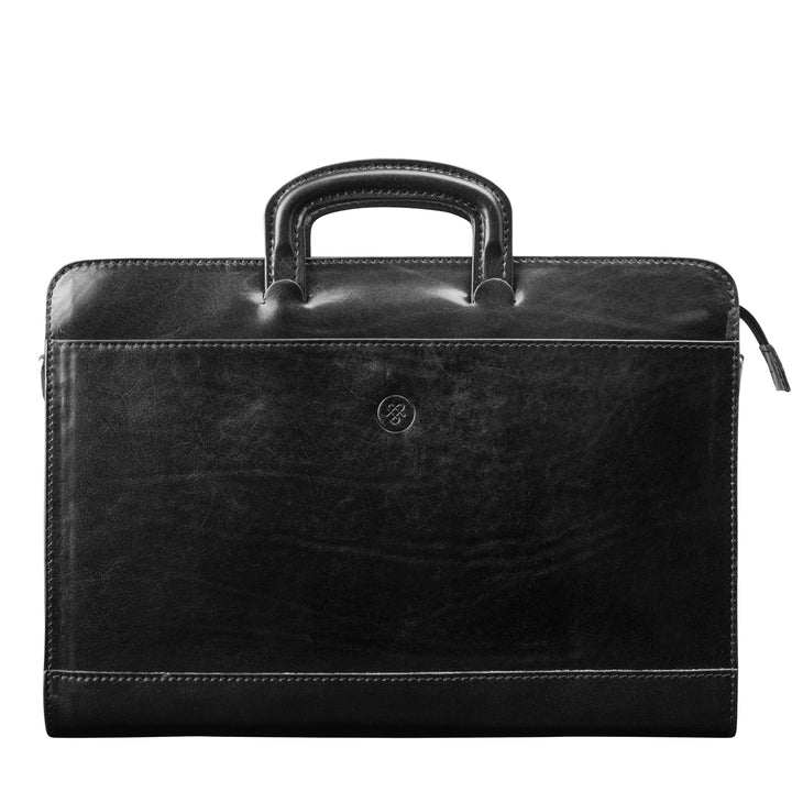 Maxwell Scott Hochwertige Leder Dokumententasche Barolo in Schwarz, Schwarz