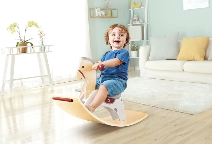 Hape 2-in-1 Schaukelpferd, Schaukelpferd und Balanceboard, Rutsch- und Schwungspielzeug, ergonomisch