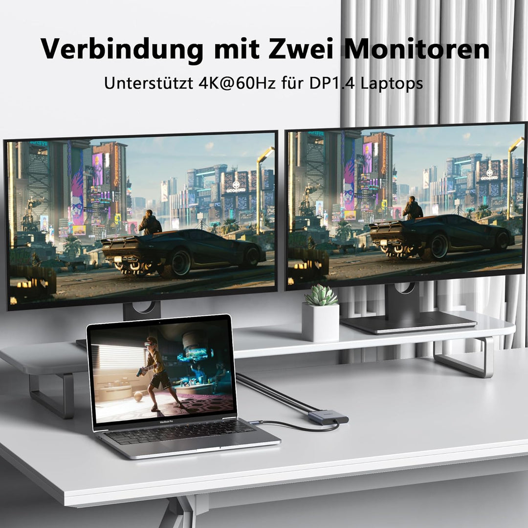 Selore&S-Global USB C zu Dual DP Adapter, USB C auf DisplayPort 1.4 Adapter Auflösungen bis zu 4K@12