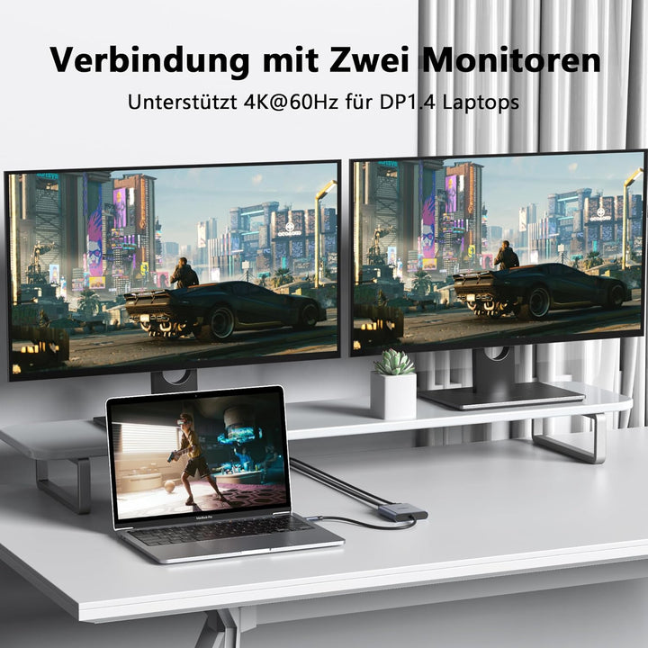 Selore&S-Global USB C zu Dual DP Adapter, USB C auf DisplayPort 1.4 Adapter Auflösungen bis zu 4K@12