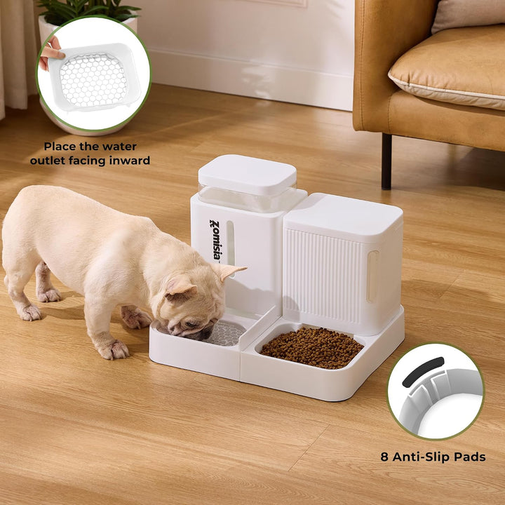 ZOMISIA Automatischer Futterspender für Katzen/Hunde 3L, 2-in-1 Schwerkraft Futterautomat Katze und