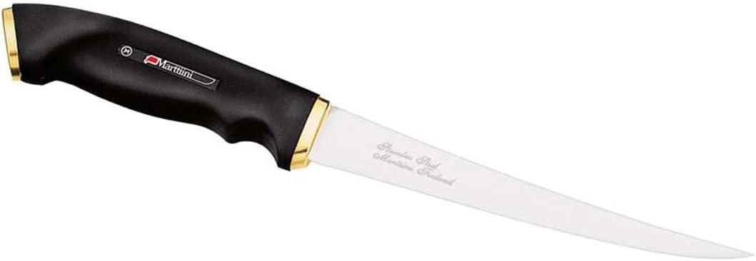 Marttiini Finnisches Filetiermesser, Klinge 15 cm, Kautschuk-Griff, Lederscheide Ohne Gravur, Ohne G
