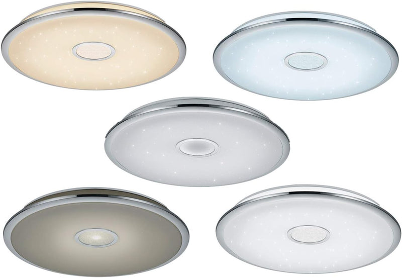 Trio Leuchten LED Deckenleuchte Osaka 678713006, Chrom, Acryl weiss mit Star Light Effekt, 30 Watt,