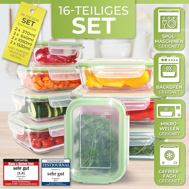 Fresh Master Frischhaltedose Glas Set - Testurteil: SEHR GUT - 100% auslaufsichere + luftdichte Vorr