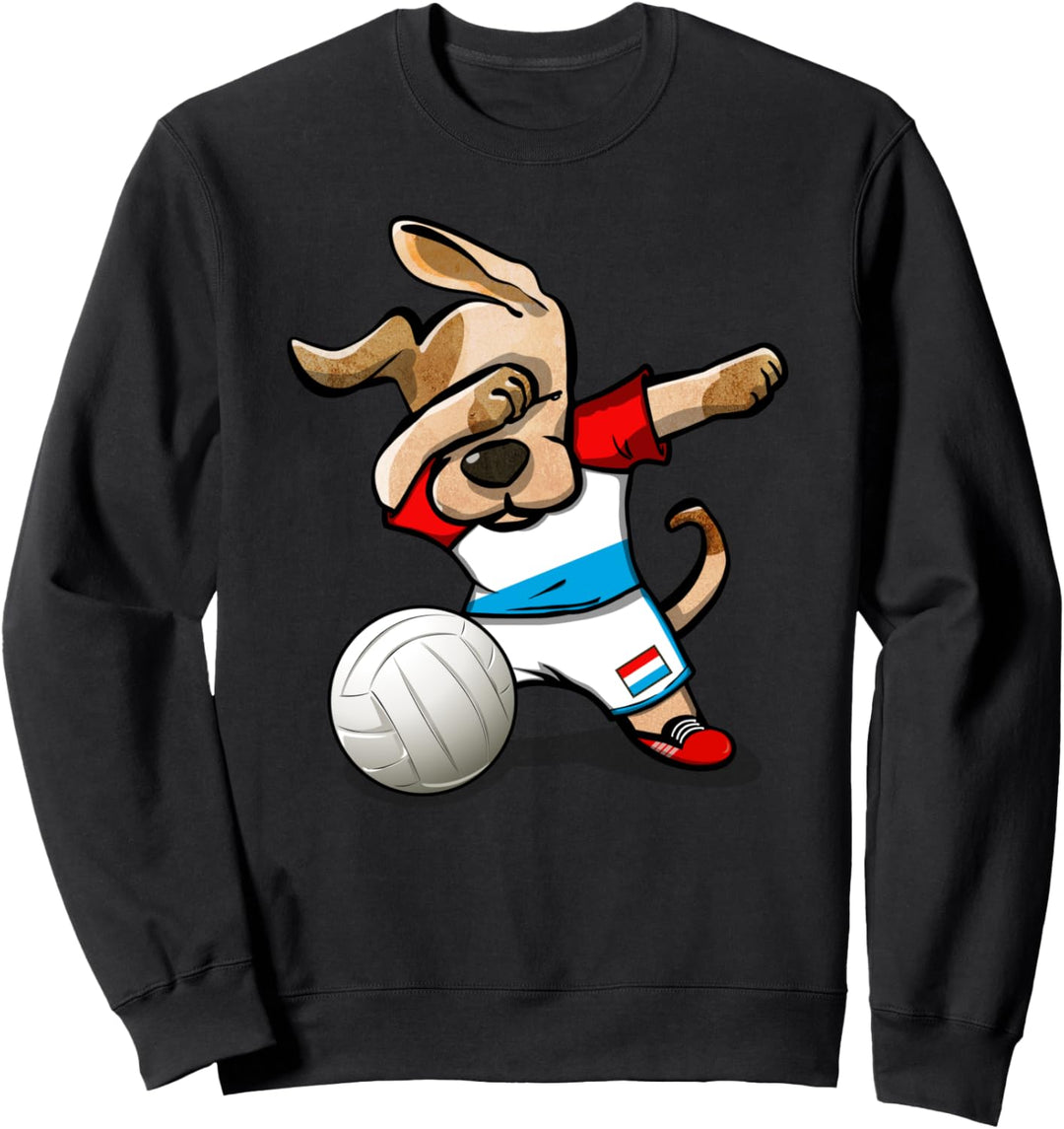 Tupfender Hund Luxemburg Volleyball Luxemburger Flagge Sport Sweatshirt