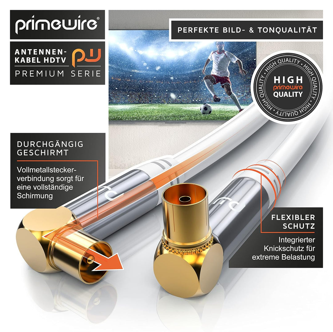 CSL 7,5m Antennenkabel 8k 4k HDTV 135dB 75 Ohm 90 Grad gewinkelt - Premium Antennenkabel- FullHD 4k