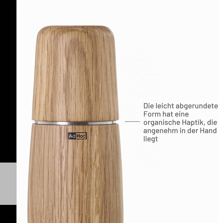 AdHoc MP702 Pfeffer- | Salzmühle Yono, CeraCut® Keramik Mahlwerk, Naturholz Eiche geölt, hell|Edelst