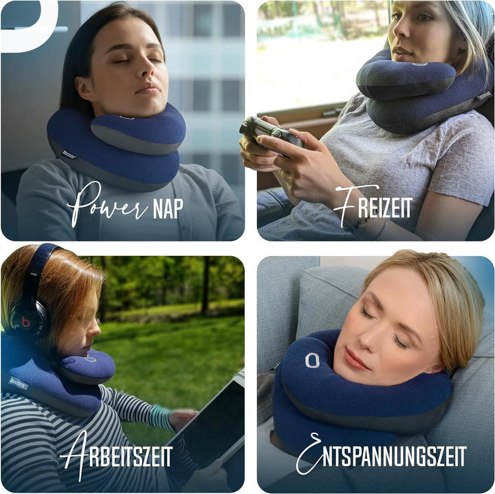 BCOZZY Nackenkissen Für Reisen, Bietet Doppelte Unterstützung Für Kopf, Nacken Und Kinn In Jeder Sch
